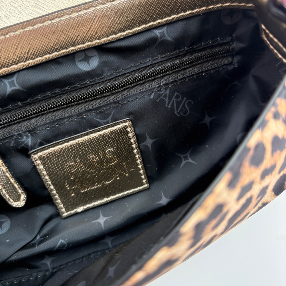 Paris Hilton Leopard Print Gold Heart Logo Shoulder Bag Baguette Y2K NEW - Picture 5 of 10
